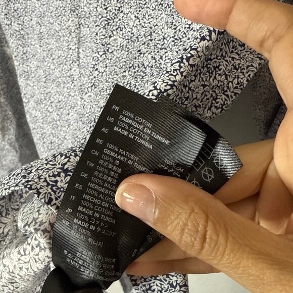 Sandro Paris Blue Flower Pattern Shirt Size Large - Picture 5 of 6